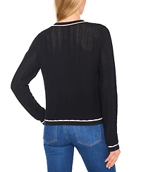 CeCe Women's Long-Sleeve Cardigan With Contrast Trim