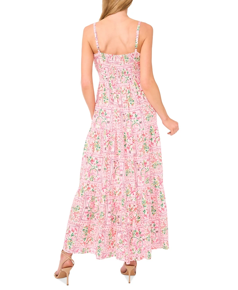 CeCe Women's Printed V-Neck Sleeveless Maxi Dress