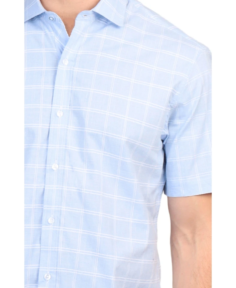 Tb Marketplace Men's Stylish Cotton Windowpane Short Sleeve Shirt for Men