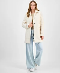 Maralyn & Me Juniors' Button-Front Boucle Coat