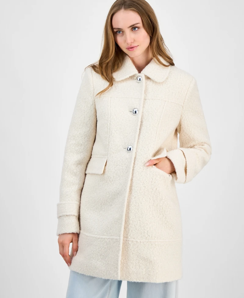 Maralyn & Me Juniors' Button-Front Boucle Coat