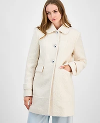 Maralyn & Me Juniors' Button-Front Boucle Coat