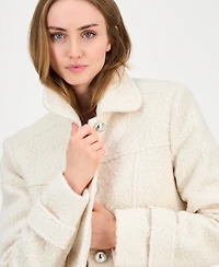 Maralyn & Me Juniors' Button-Front Boucle Coat