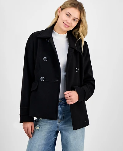 Maralyn & Me Juniors' Double-Breasted Collared Coat