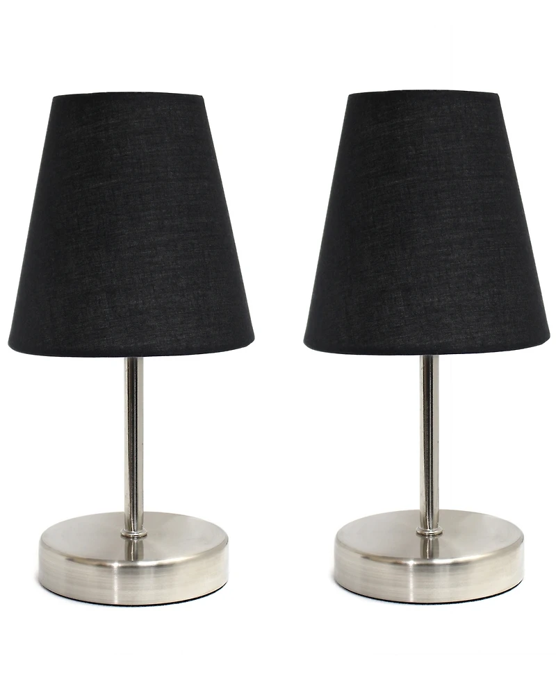 Creekwood Home 10.5" Metal Iconic Duo Mini Sand Nickel Table Lamp Set