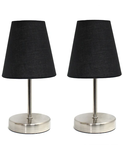 Creekwood Home 10.5" Metal Iconic Duo Mini Sand Nickel Table Lamp Set