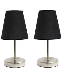 Creekwood Home 10.5" Metal Iconic Duo Mini Sand Nickel Table Lamp Set