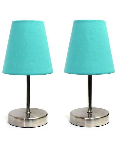 Creekwood Home 10.5" Metal Iconic Duo Mini Sand Nickel Table Lamp Set