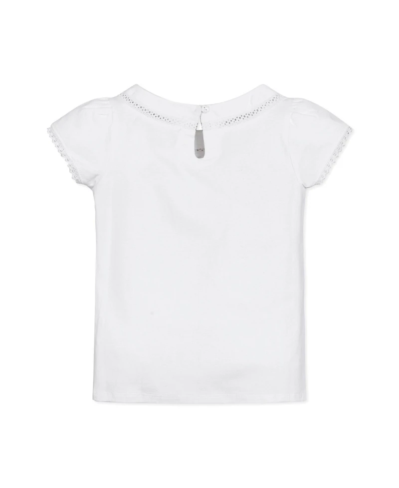 Hope & Henry Girls Organic Short Sleeve Knit Top with Tulip Sleeves