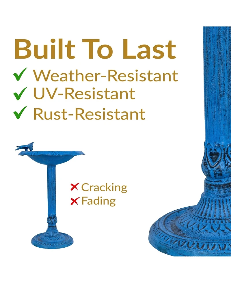 Garden Visitor Cast Aluminum Metal Bird Bath - 22.75"