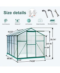 Streamdale 6'x8' Polycarbonate Greenhouse - Walk-in
