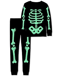 Carter's Adult Glow Halloween Skeleton 100% Snug-Fit Cotton Pajamas, 2 Piece Set