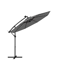 Gymax 10 Ft Solar Led 40 Lights Offset Umbrella Crank Cross Base Patio