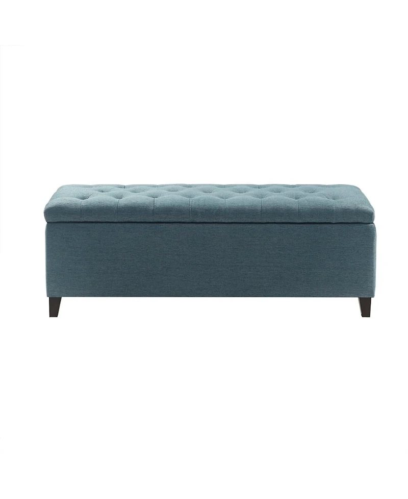 Tufted Upholstered Storage Bench with Button Top and Solid Wood Legs for Bedroom or Living Room Seating Hidden Blanket Organization-The Pop Home
