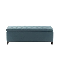 Tufted Upholstered Storage Bench with Button Top and Solid Wood Legs for Bedroom or Living Room Seating Hidden Blanket Organization-The Pop Home