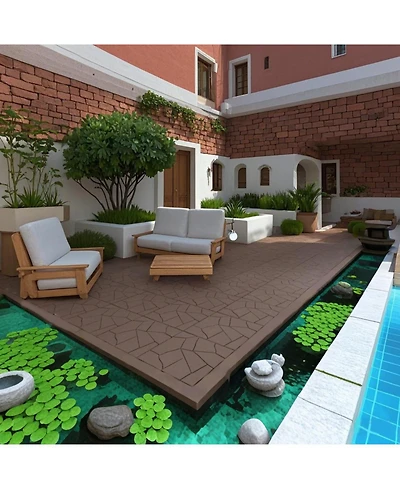 Streamdale 12" Deck Tiles, Diy Interlocking, Indoor/Outdoor, Easy Install, 44pcs Red Brown