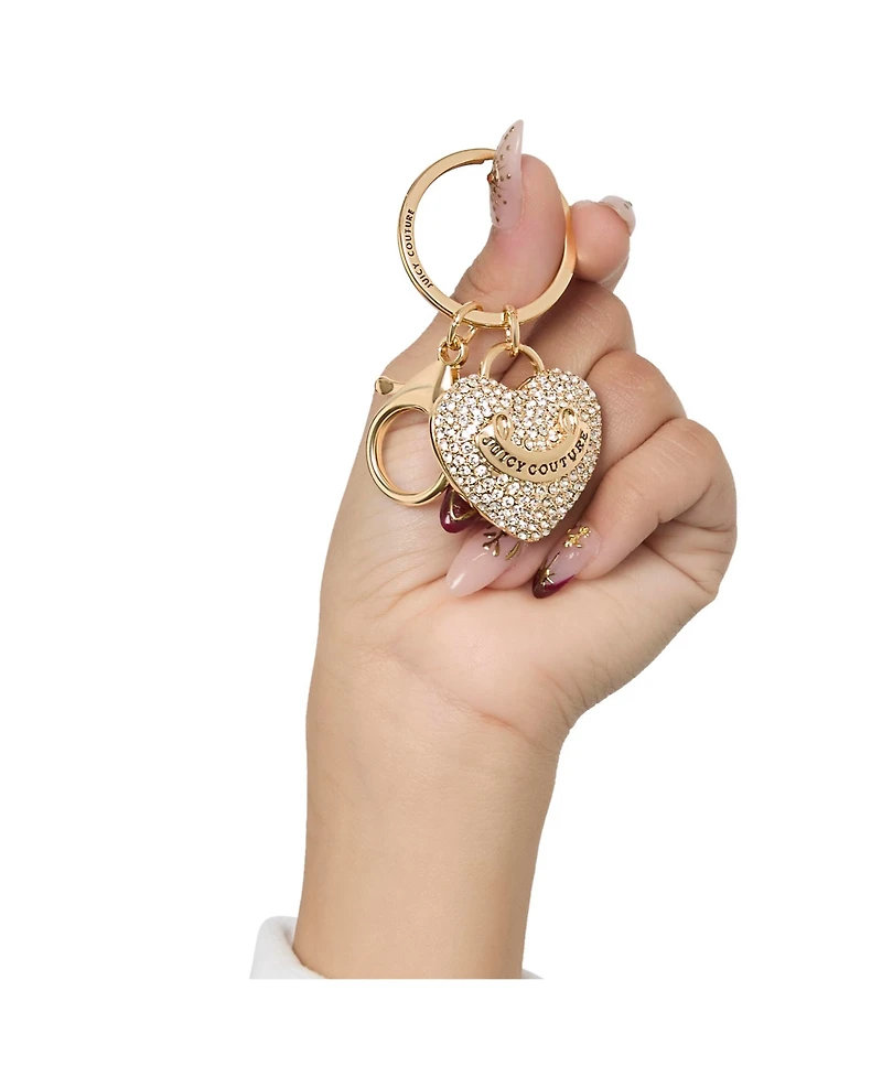Juicy Couture Pave Heart Keychain – Sparkling Gold-Tone Charm