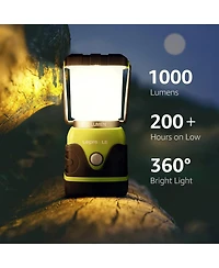Lepro 1000LM Battery Powered Led Camping Lantern, Waterproof with 4 Light Modes,Not Rechargeable, Ideal for Camping, Emergency, Power Outages