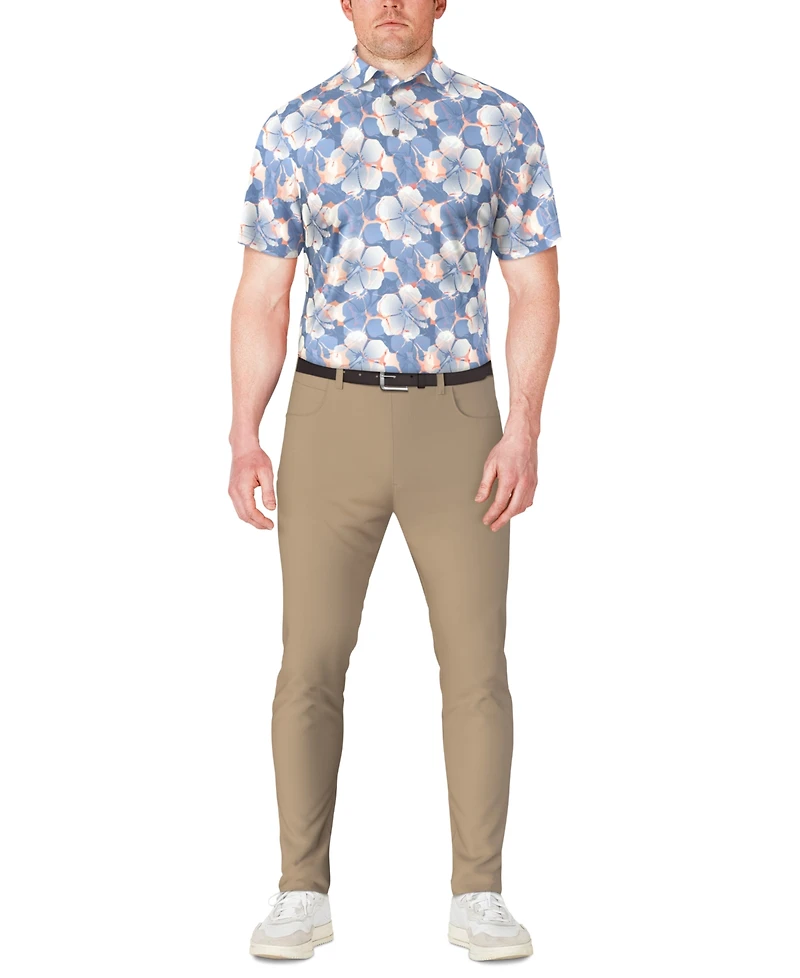 Pga Tour Men's Hibiscus-Print Polo Shirt