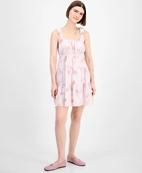 Pink Rose Juniors' Bubble-Strap Tiered Mini Dress