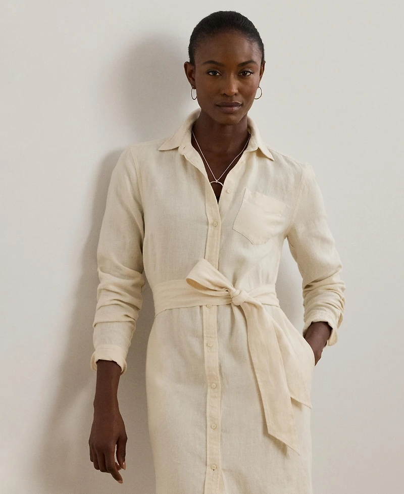 Lauren Ralph Women's Belted Linen Shirtdress