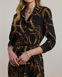 Lauren Ralph Women's Belting-Print Crepe Shirtdress