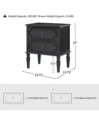 Kim 28"Tall 2-Drawer Nightstand