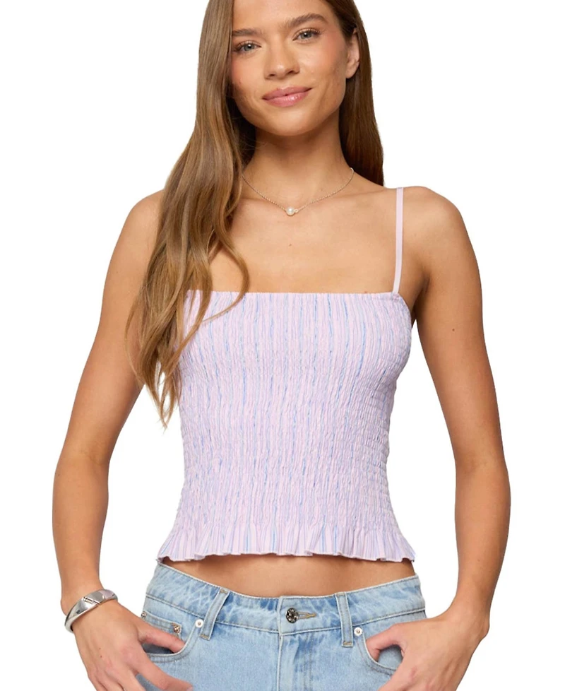 Edikted Women's Leela Scrunch Striped Tank Top