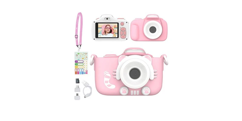 myFirst Camera 3 (Pink) Kids Digital Camera, Video Camera for Toddlers, 16MP 1080HD Video, MicroSD Card, Selfie & Macro Lens, Safety Neck Lanyard Gift