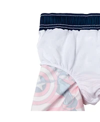 Avengers Boys Captain America Upf 50+ Rash Guard and Swim Trunks Outfit Set