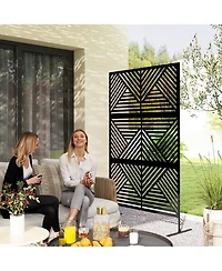 Outsunny Metal Outdoor Privacy Screen Divider Trellis Rhombus