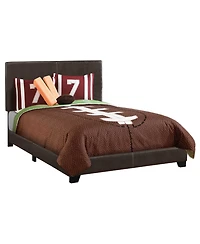 Solid and Manufactured Wood Full Upholstered Faux Leather Bed Frame