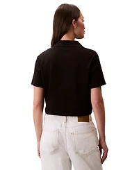 Calvin Klein Jeans Women's Ribbed Monogram-Logo Polo Top
