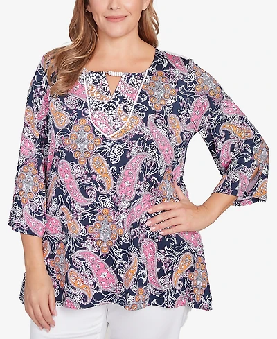 Ruby Rd. Plus Beaded Neck Knit Top