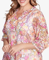 Ruby Rd. Plus Floral Printed Lace Lined Top