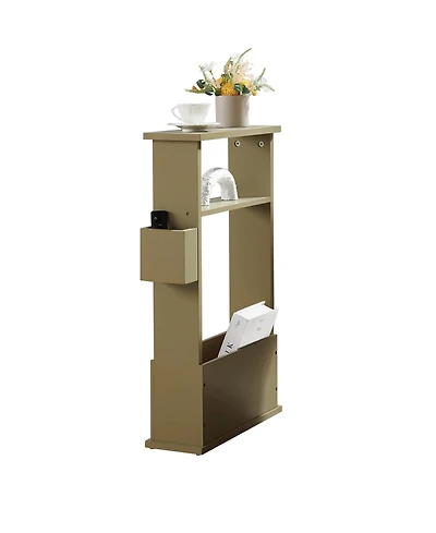 Kings Brand Furniture Zeke Narrow Side Table with Storage Shelf - Modern Sofa End Table, Small Nightstand Magazine Rack