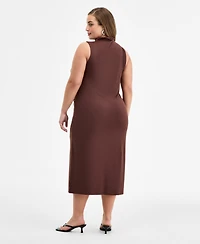Bar Iii Trendy Plus Mock-Neck Midi Dress, Exclusively at Macy's
