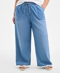 On 34th Trendy Plus Pull-On Utility Wide-Leg Jeans, Exclusively at Macy's