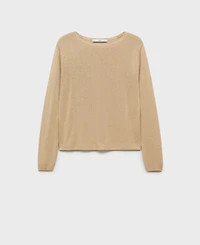 Mango Women's Linen Blend Boat Neck Sweater