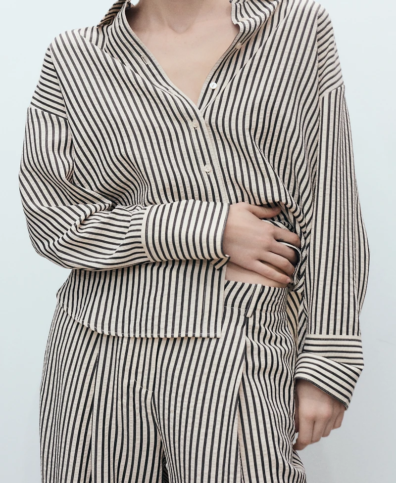 Mango Women's Texture Striped Pants