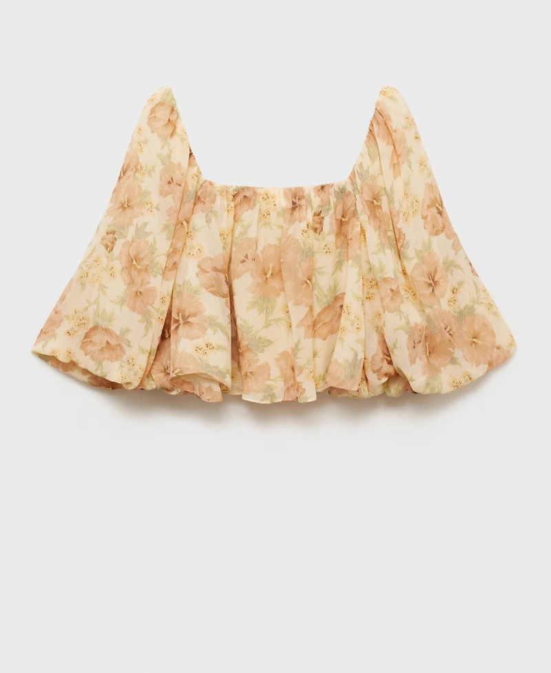 Mango Women's Open-Back Floral Blouse