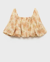 Mango Women's Open-Back Floral Blouse