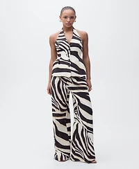 Mango Women's Zebra-Print Linen-Blend Vest