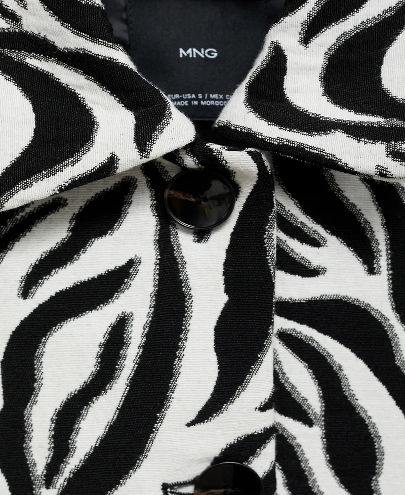 Mango Women's Buttons Detail Zebra-Print Jacket