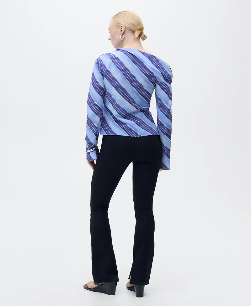 Mango Women's Asymmetrical Striped Blouse