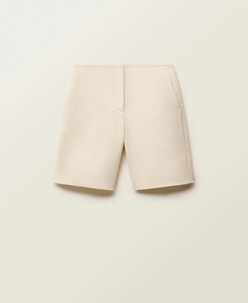 Mango Women's Linen-Blend Suit Bermuda Shorts