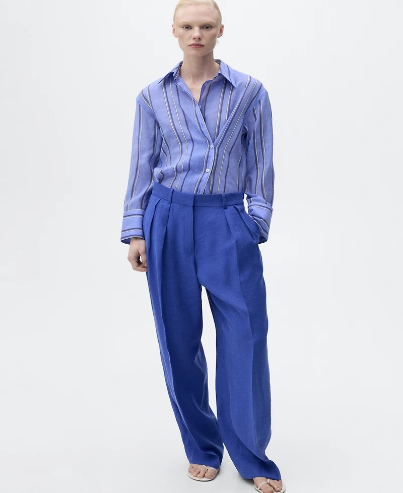 Mango Women's Pleated Wide Leg Suit Pants