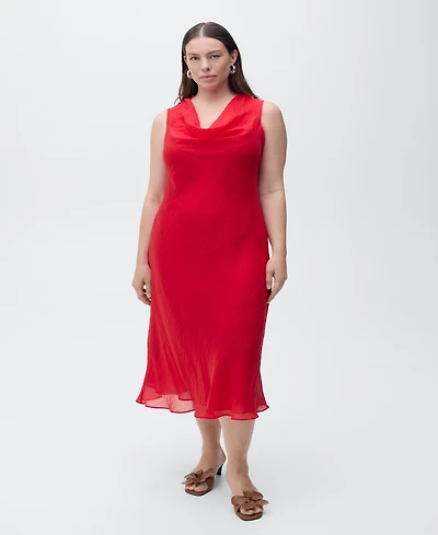 Mango Women's Draped Neck Lyocell Dress