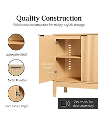 Best Choice Products 2-Door Reeded Storage Cabinet w/ Soft-Close Doors, Multipurpose Accent Furniture