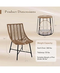 3 Pcs Outdoor Furniture Set with Pet House & Heavy Duty Metal Frame